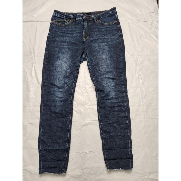 Judy Blue Denim - Judy Blue Jeans‎ Womens 15/32 Blue Skinny Fit High Rise Frayed Hem Stretch Denim
